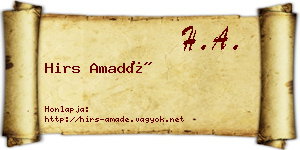 Hirs Amadé névjegykártya